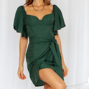 Forest green wrap dress